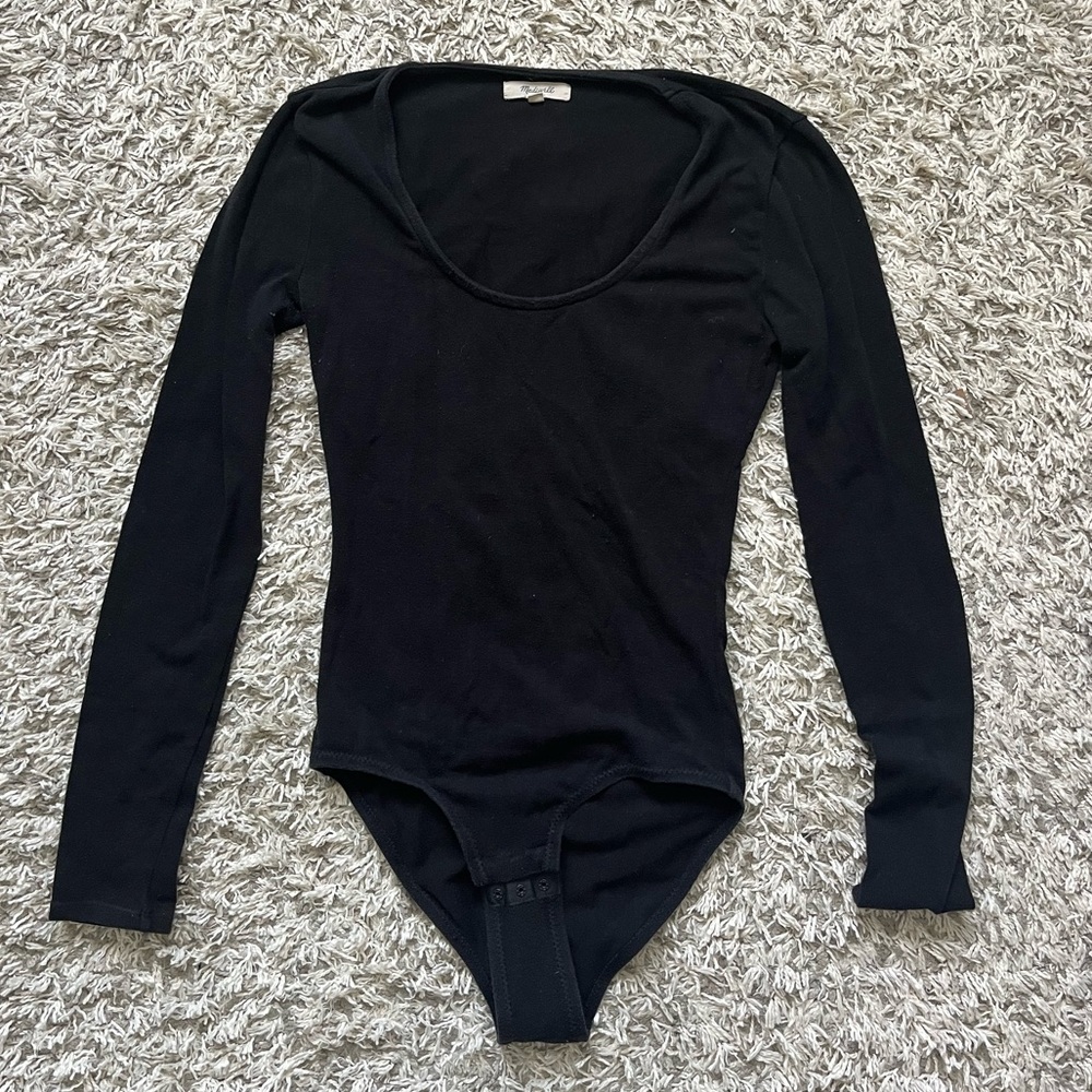 Madewell Long sleeve Scoopneck Bodysuit - Small, Black